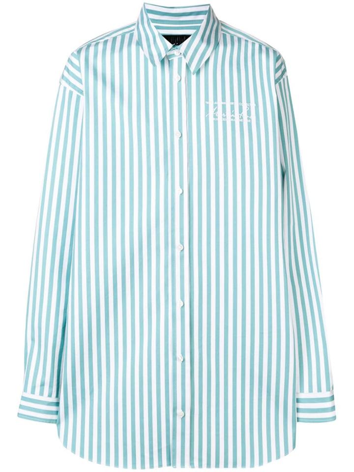 Martine Rose Logo Embroidered Candy Stripe Shirt - Green