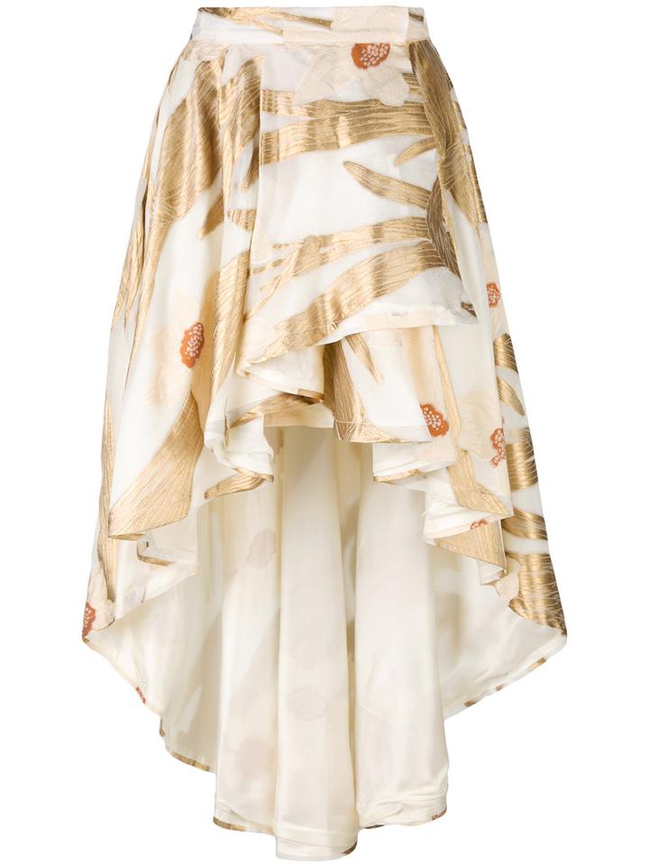 Christian Pellizzari High-low Floral Skirt, Women's, Size: 44, Nude/neutrals, Silk/polyamide/acetate/polyimide