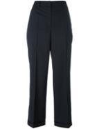 Prada Cropped Trousers, Women's, Size: 40, Blue, Virgin Wool