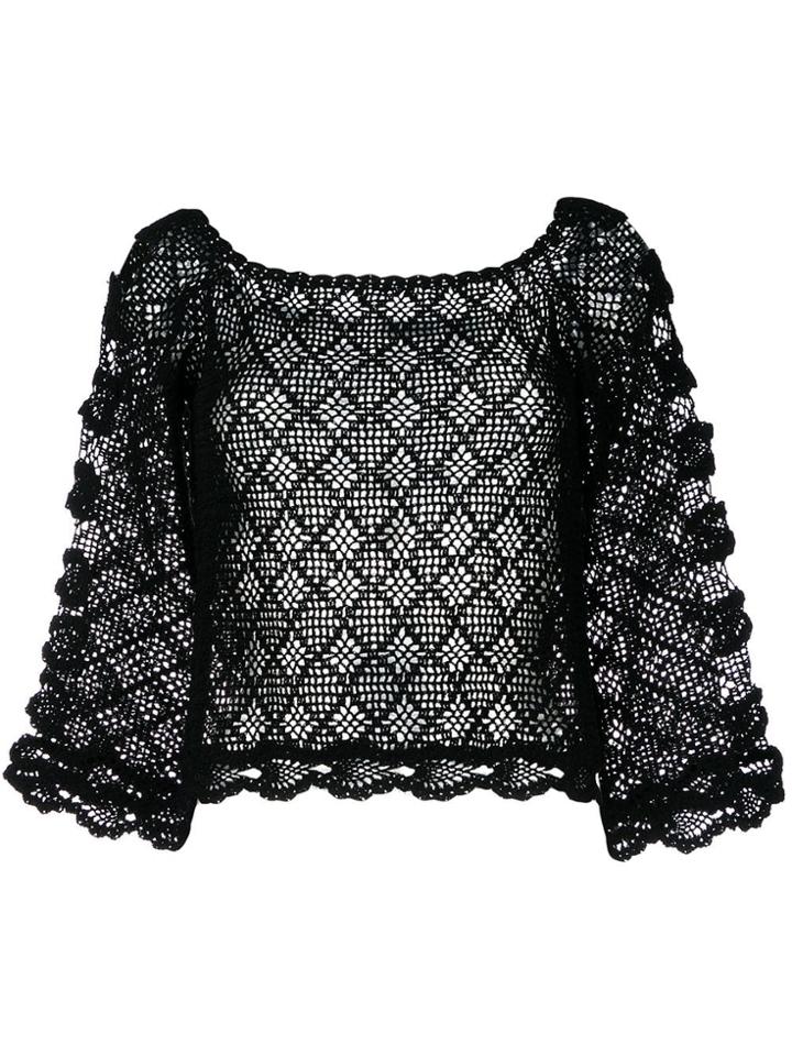 Alberta Ferretti Sheer Knitted Blouse - Black