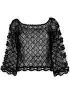 Alberta Ferretti Sheer Knitted Blouse - Black