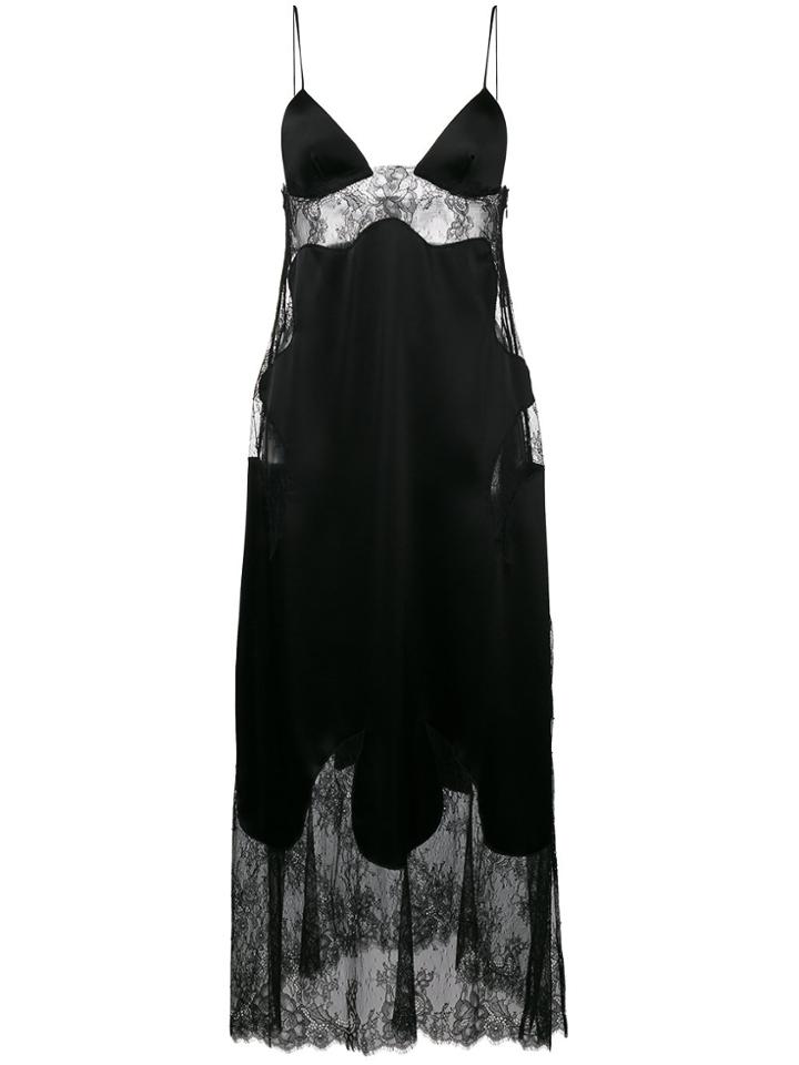 Off-white Lace Insert Slip Dress - Black