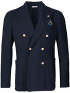 Manuel Ritz Tailored Double Breasted Blazer - Blue
