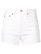Re/done Solid Striped X Re/done High Waisted Shorts - White