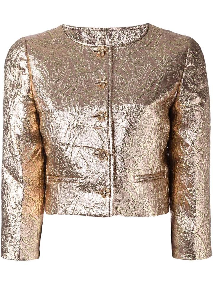 Oscar De La Renta Jacquard Cropped Jacket