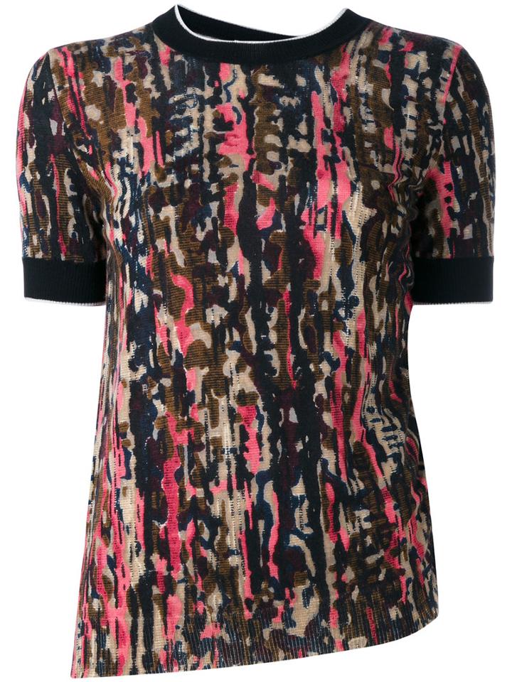 Marni - Printed Short Sleeve Sweater - Women - Cashmere - 44, Black, Cashmere
