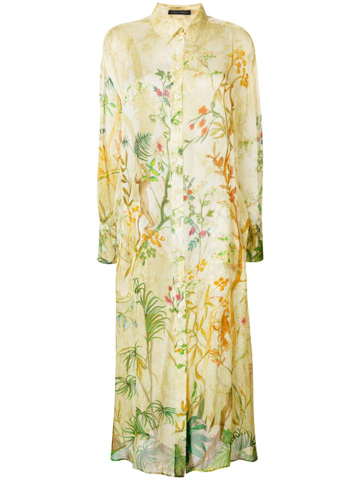 Alberta Ferretti Jungle Print Shirt Dress - Nude & Neutrals