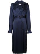 Magda Butrym Long Belted Trench Coat - Blue