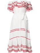 Lisa Marie Fernandez Ruffled Off-shoulder Dress, Women's, Size: I, White, Linen/flax