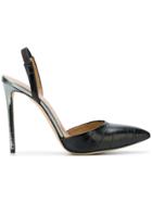 Marc Ellis Crocodile Embossed Slingback Pumps - Black