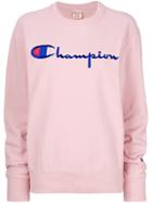 Champion Crew Neck Embroidered Logo Sweatshirt - Pink & Purple
