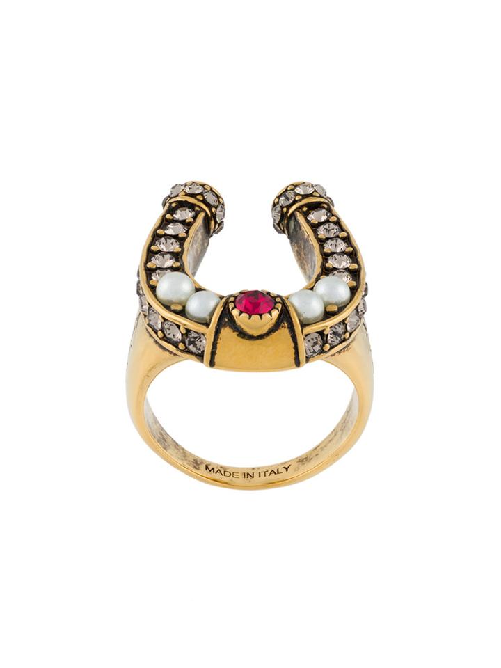 Alexander Mcqueen Horseshoe Ring - Metallic