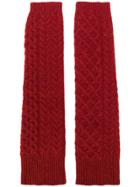 Pringle Of Scotland Cable Knit Wrist Warmers - Red