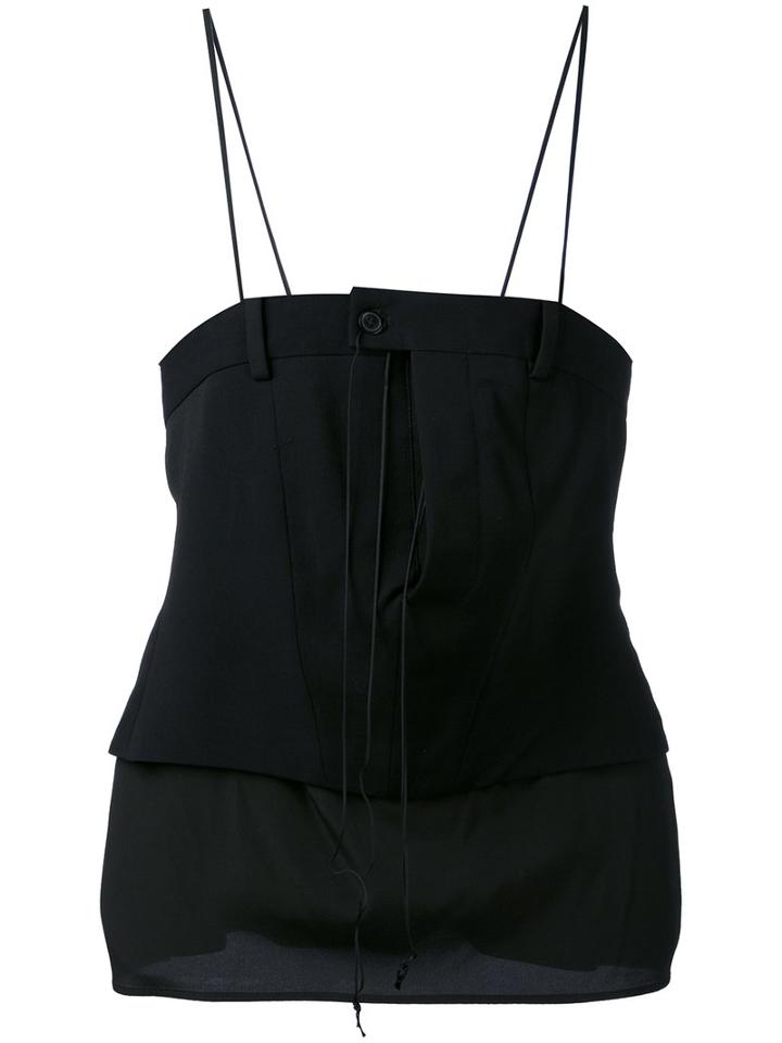 A.f.vandevorst - Mesh Hem Top - Women - Silk/spandex/elastane/lyocell/viscose - 36, Black, Silk/spandex/elastane/lyocell/viscose