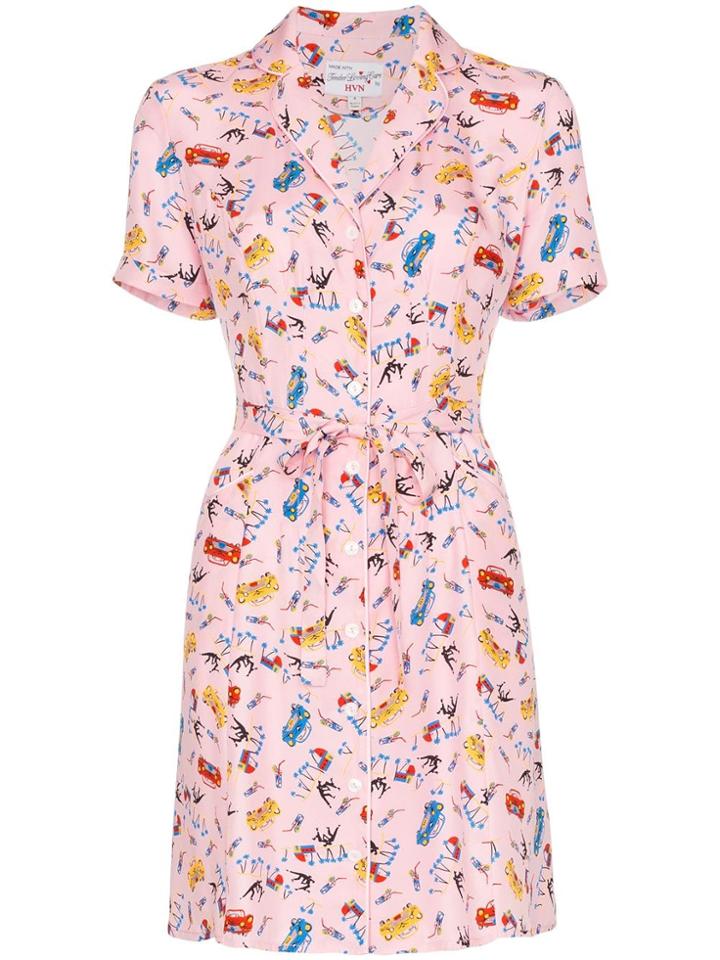 Hvn Maria Miami Print Mini Dress - Pink