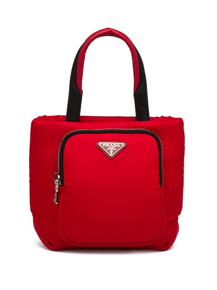 Prada Padded Zipped Tote Bag - Red