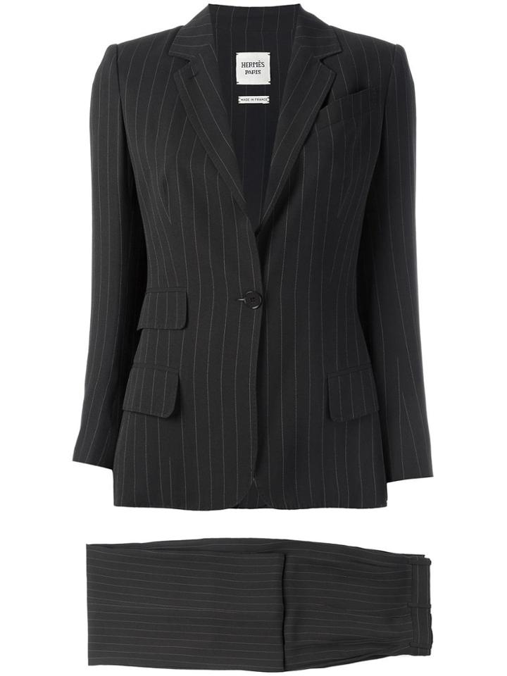 Hermès Vintage Pinstriped Suit - Brown