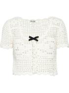 Miu Miu Crochet Cashmere Cardigan - White