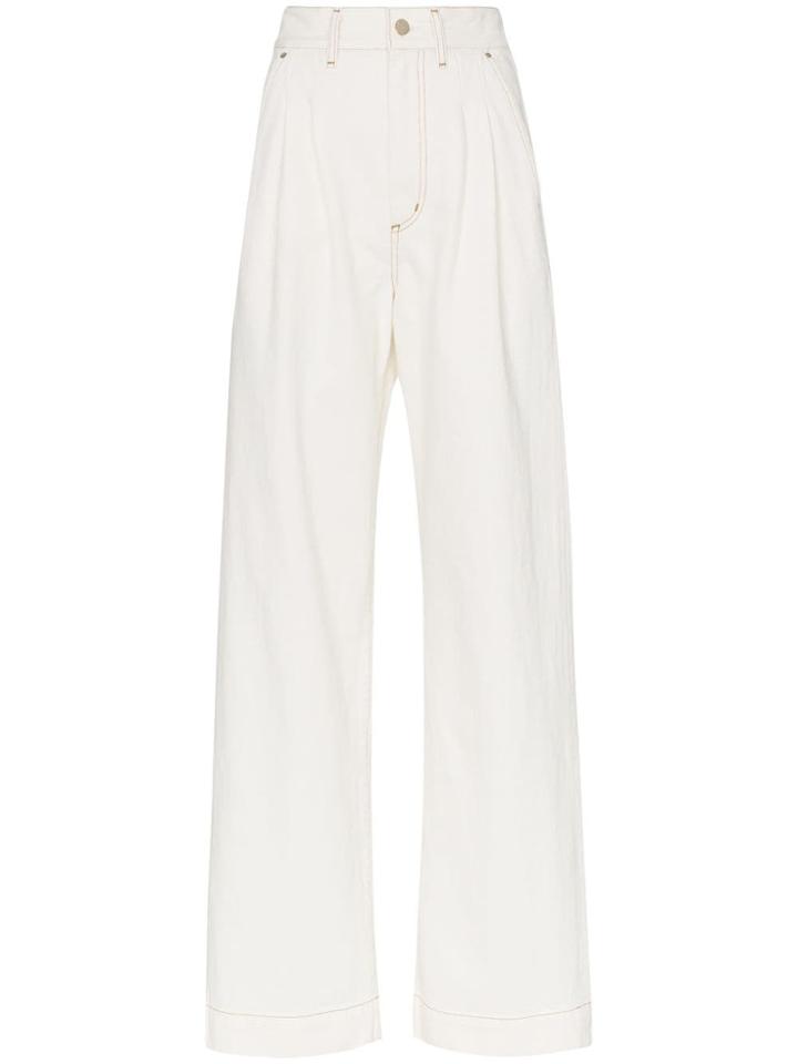 Goldsign Tapered High Waist Wide Leg Jeans - White