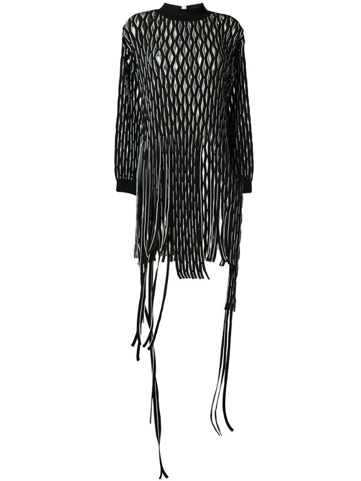Alyx Cut Out Tassel Sweatshirt Dress - Black