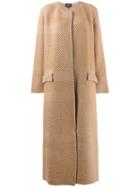 Giorgio Armani Chevron Midi Coat - Neutrals