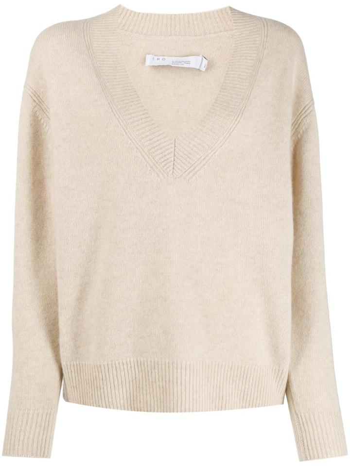 Iro Ribbed V-neck Sweater - Neutrals