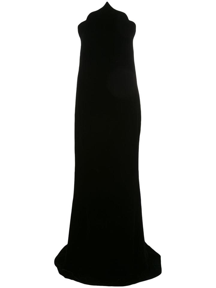 Oscar De La Renta Scalloped Velvet Gown - Black