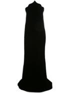 Oscar De La Renta Scalloped Velvet Gown - Black