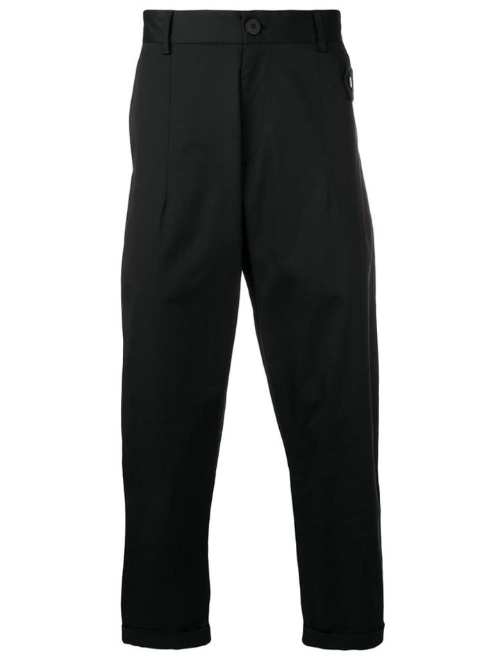 Isabel Benenato Relaxed Cropped Trousers - Black