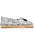 Chiara Ferragni Flirting Glitter Espadrilles, Women's, Size: 38, Grey, Leather