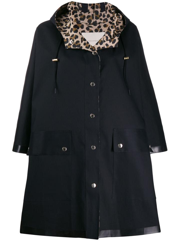 Mackintosh Keith Black X Leopard Bonded Cotton Hooded Poncho Lr-088