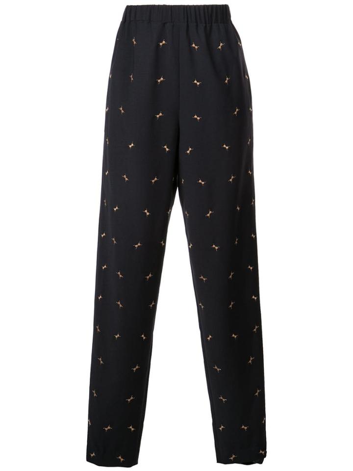 Tibi Ant Embroidery Pull On Pants - Blue