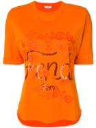 Fendi Logo Embroidered T-shirt - Yellow & Orange