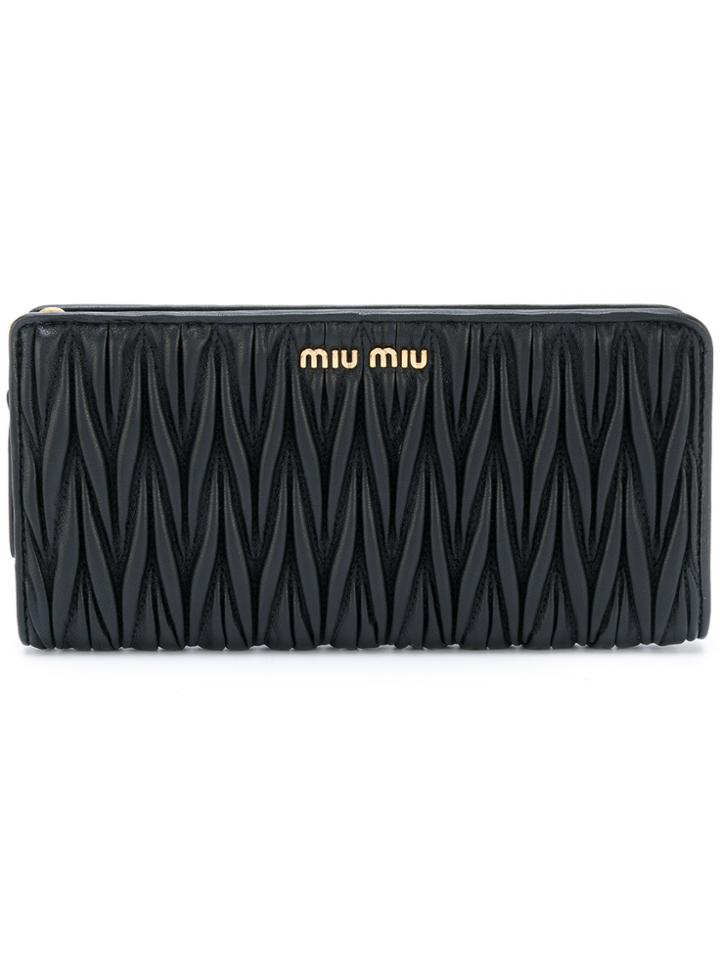 Miu Miu Matelassé Continental Wallet - Black