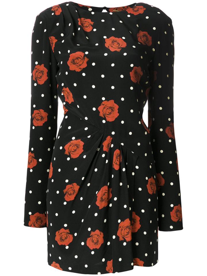 Saint Laurent Rose Print Dress - Black
