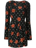 Saint Laurent Rose Print Dress - Black