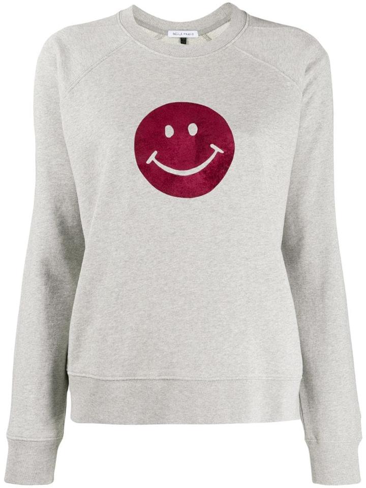 Bella Freud Flocked Happy Sweater - Grey