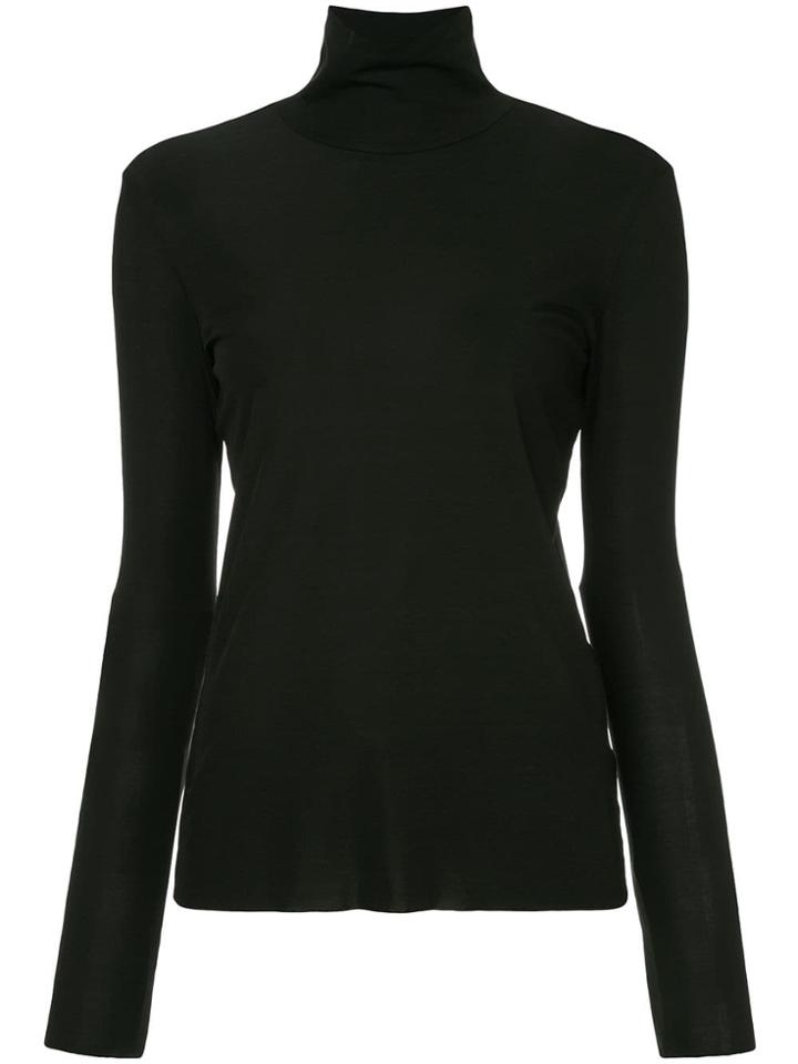 Le Ciel Bleu Turtleneck Plain Blouse - Black