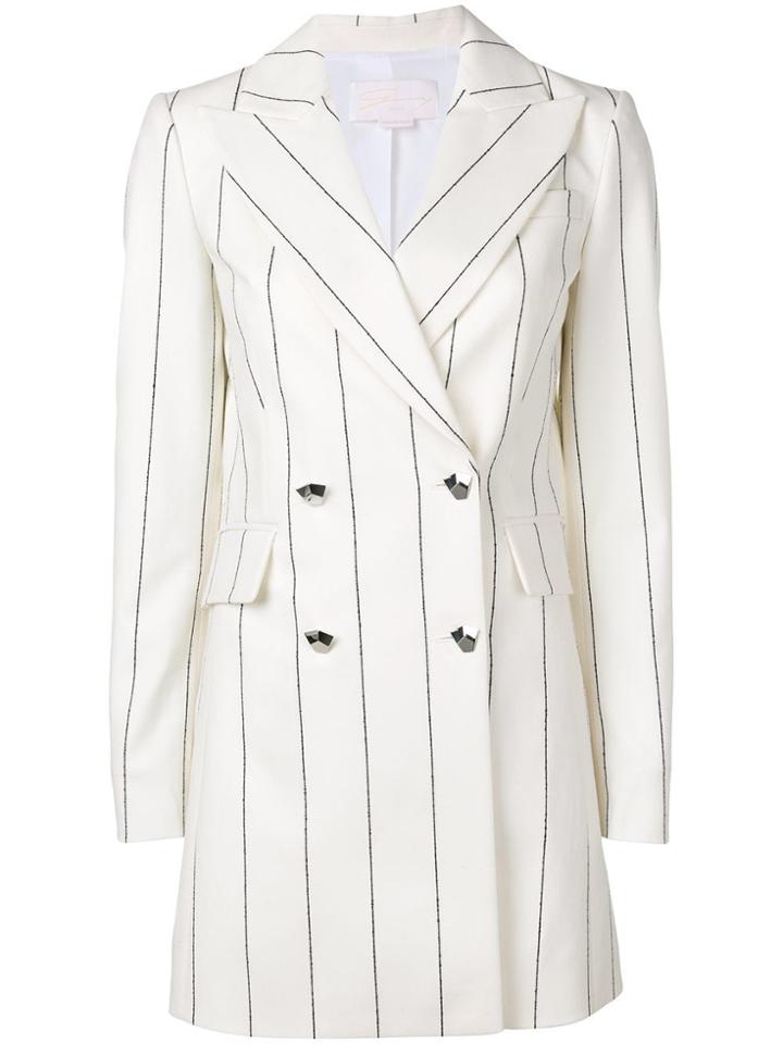 Genny Double Breasted Pinstripe Jacket - White