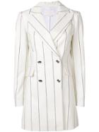 Genny Double Breasted Pinstripe Jacket - White