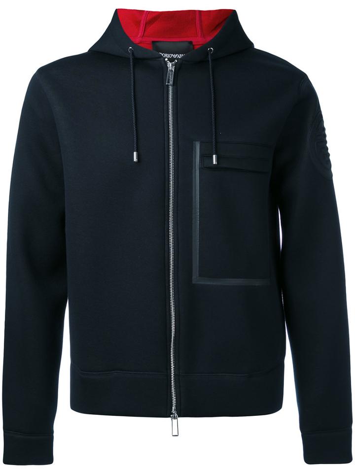 Emporio Armani - Boxy Zip Hoodie - Men - Modal - M, Blue, Modal