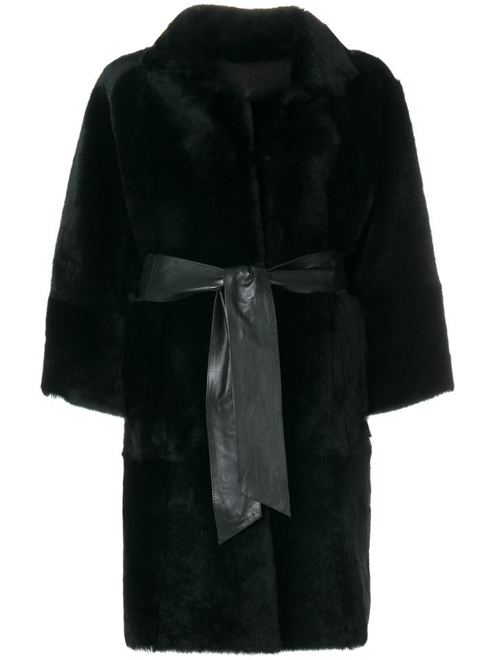 Drome Leather Trim Reversible Coat - Black
