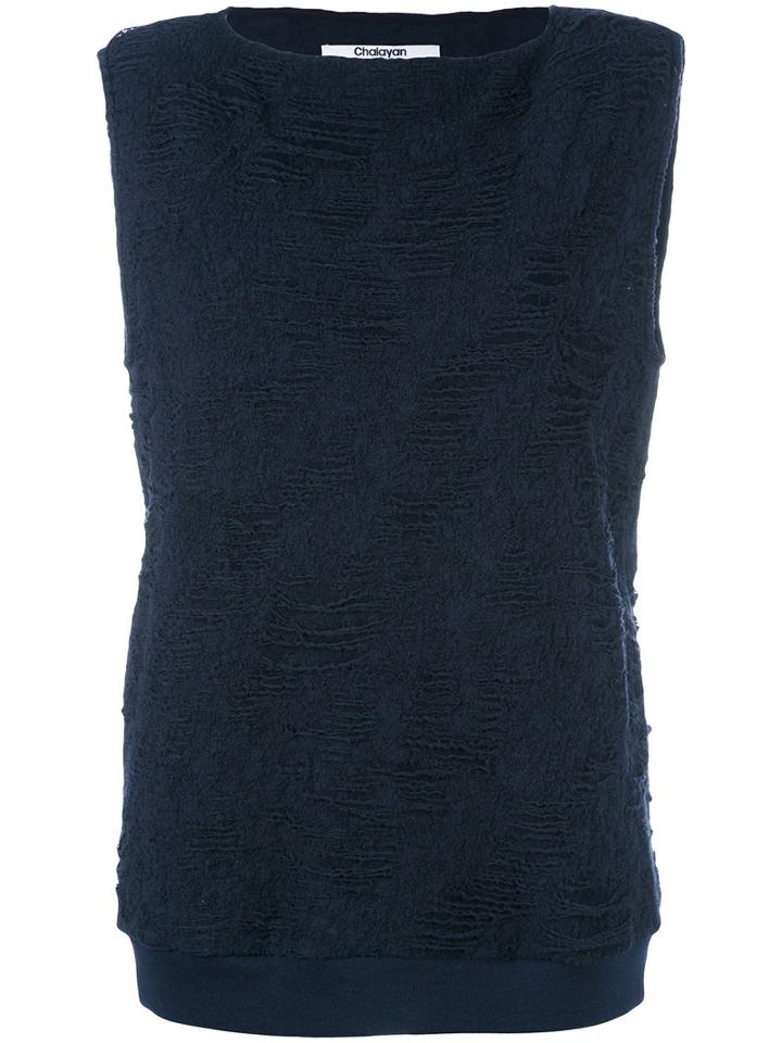 Chalayan Sleeveless Tunic, Women's, Size: Medium, Blue, Cotton/polyester