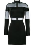 Balmain Sheer Panel Mini Dress, Women's, Size: 36, Black, Polyamide/spandex/elastane/viscose/latex