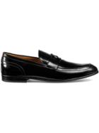 Gucci Leather Loafer With Web - Black