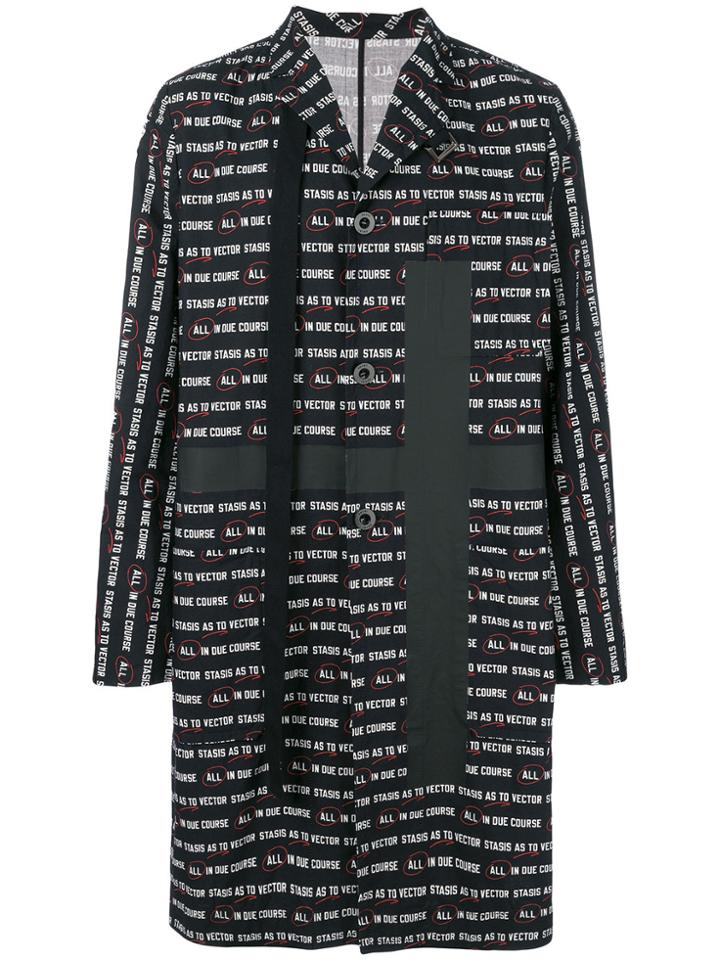 Sacai Luck Text Print Coat - Black