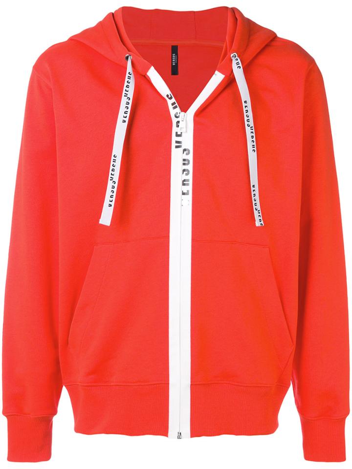 Versus Logo Twill Tape Drawstring Hoodie - Yellow & Orange