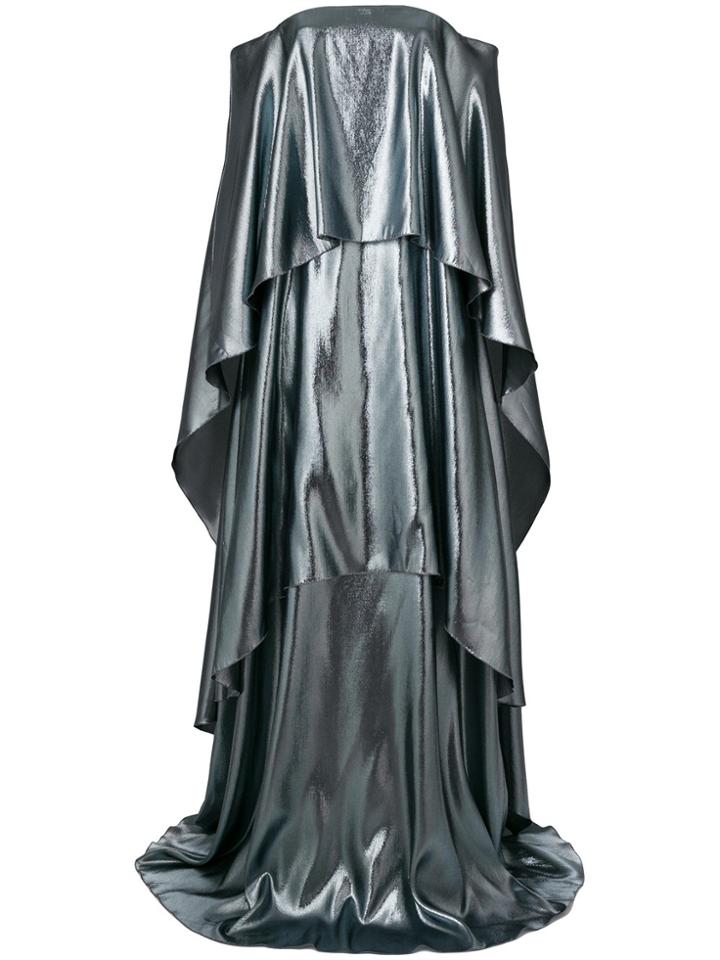 Alberta Ferretti Layered Off-shoulder Gown - Metallic
