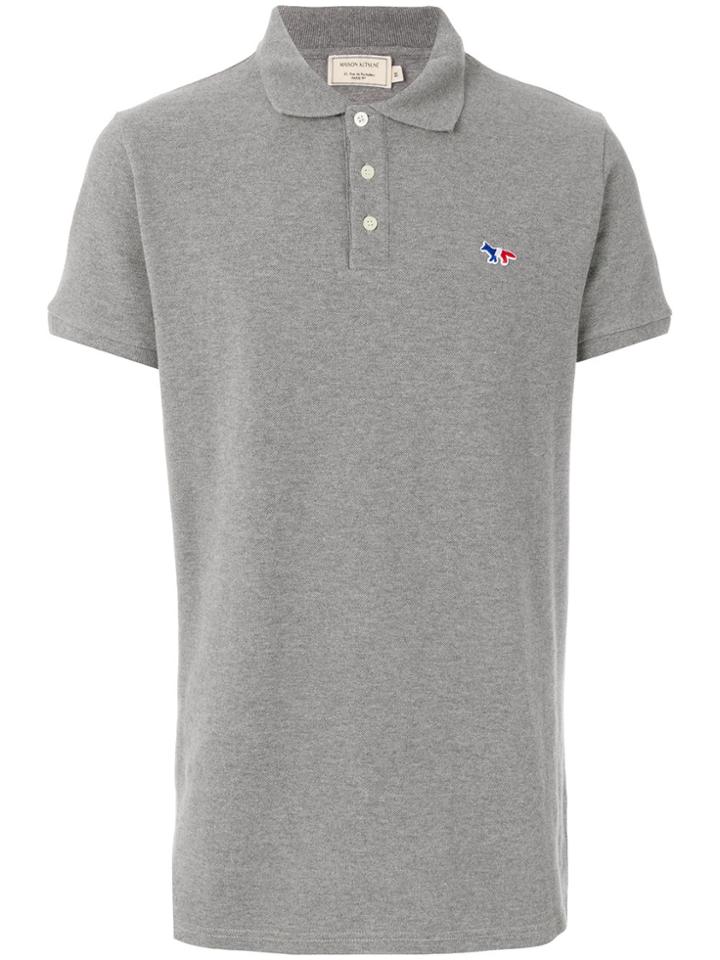 Maison Kitsuné Logo Embroidered Polo Shirt - Grey