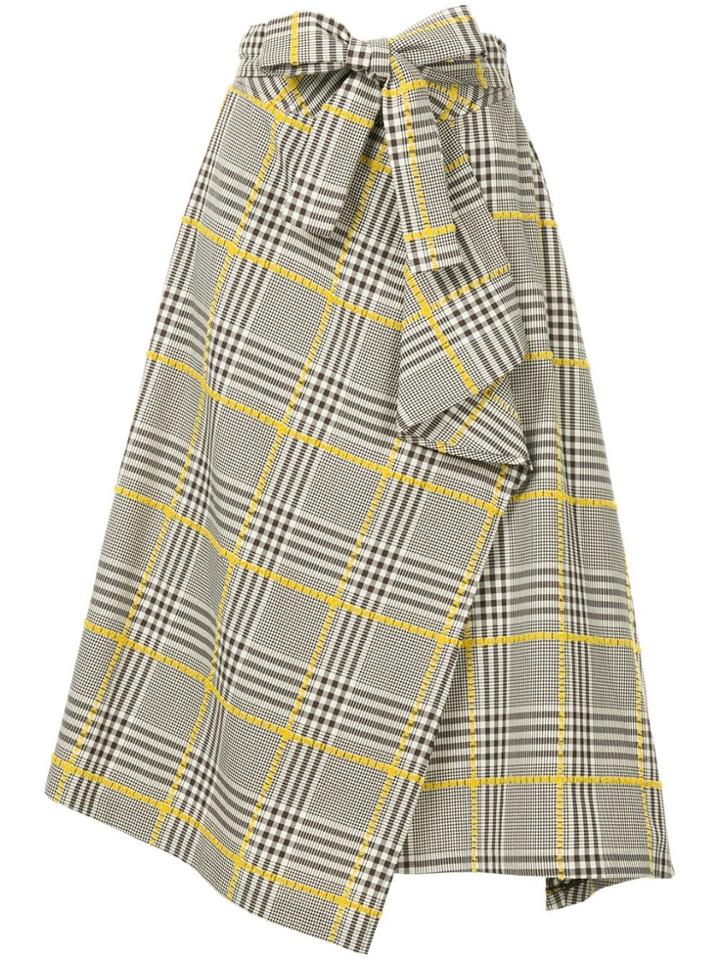 Loveless Checked Asymmetric Skirt - Grey